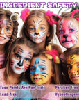 Face Painting Kit for Kids, 15 Colors Non-Toxic Water Based Face Paint Kits, Brushes Sponges Glitters Gem Sheet Stencils Hair Chalk Halloween Makeup Kit Professional Kids Face Paint Kit