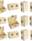12 Pieces Small Wooden Box Unfinished Wood Treasure Boxes with Lid for DIY Crafts (3.5 X 2.1 X 1.9 In)