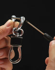 3 Pairs D Shape Key Ring with Screw Shackle for Car Key Leather Craft Purse Keychain Ring Horseshoe Shape 3 Colors Black Silver Gold