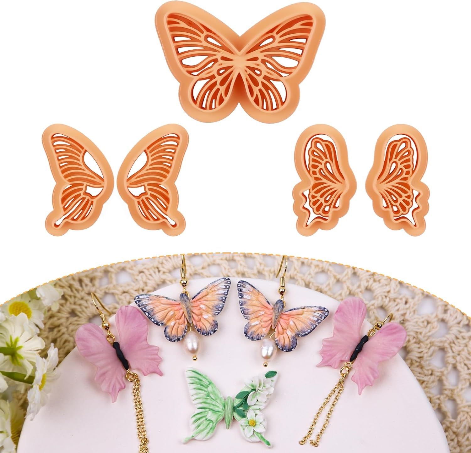 Luna Moth Polymer Clay Cutters - 16 Shapes Clay Cutters for Earrings, Moth Shapes Clay Cutters for Polymer Clay Jewelry Making, Mystical Drop Dangle Earrings Clay Earring Cutters