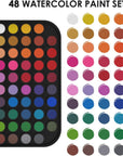 Watercolor Set, 48 Color Paint Set, 10 Brushes, 30 Page Pad(9"X12"), 4 Refillable Pens & More, Painting Kit for Kids, Adults, Beginners