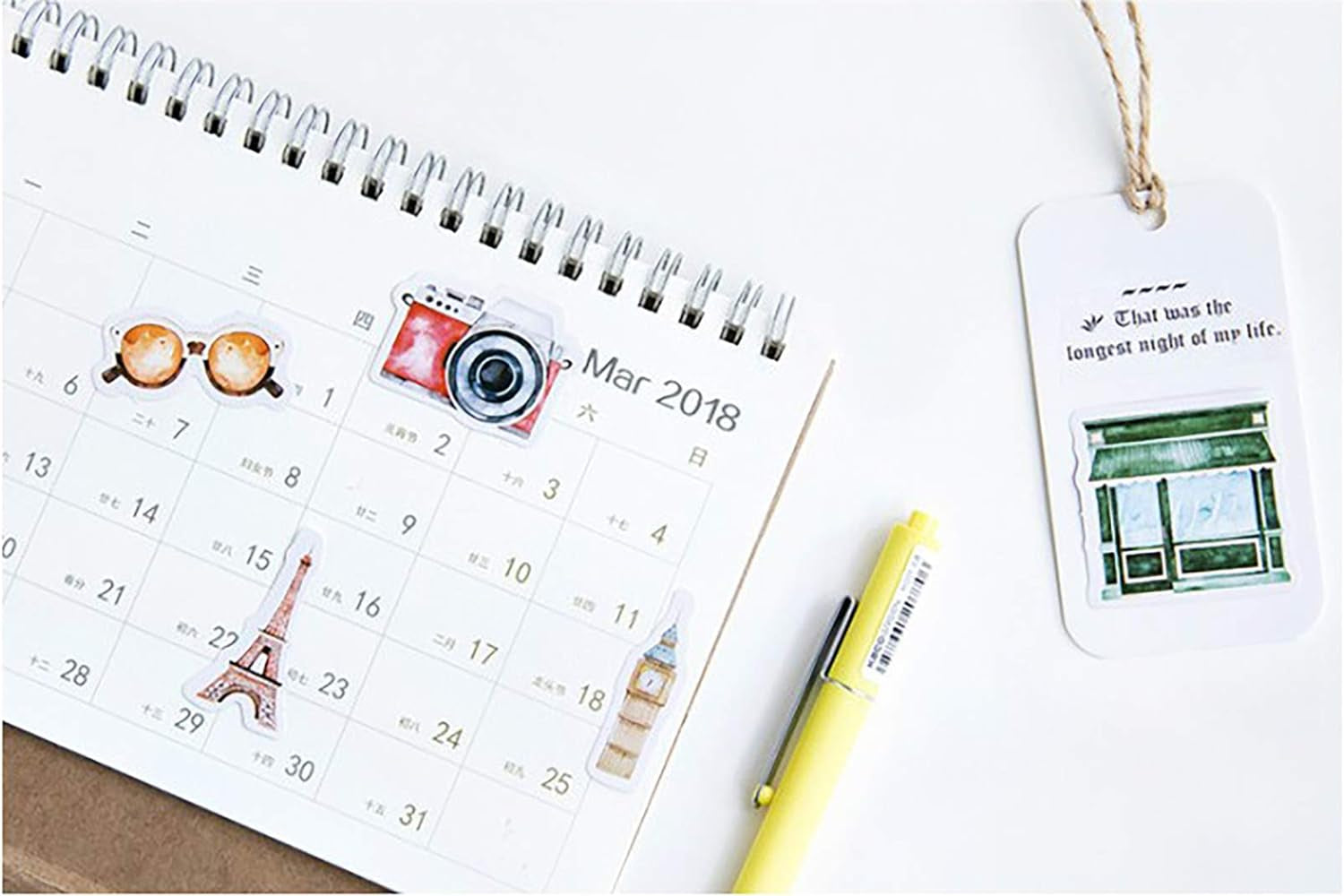 Mini Size Scrapbook Stickers, 45Pcs  DIY Decoration Travel Stickers Life Set for Travel Case, Laptop, Planners, Calendars, Scrapbook, Suitcase, Notebooks, Dimension Less 44Mm(Travel)