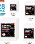 50 Pack Canvas Painting Kit, Painting Supplies with 28 Multi Sizes Canvas Boards for Painting and 22 Tools Including Paint Brushes, Palette, Painting Knives for Acrylic, Oil, Gouache Paint