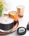 4 Rolls 0.6 Inch X 11 Yards Glitter Washi Tape Crafting Tape Glitter Masking Tape for Festival Decoration Scrapbooking, Planner, Gift Wrapping (Black)