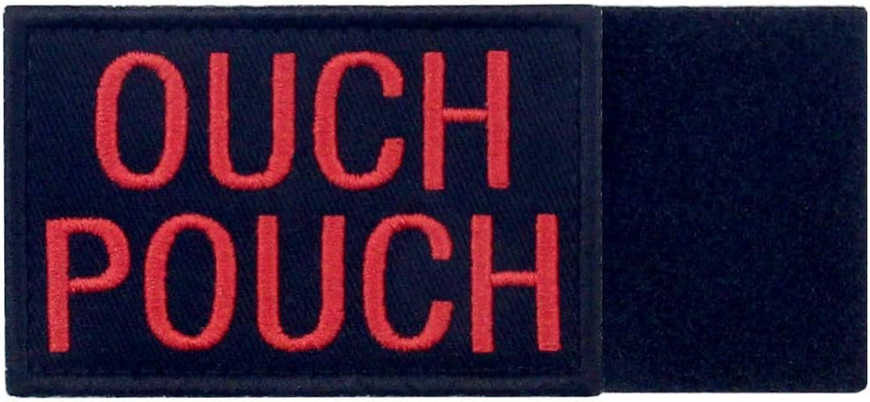 Ouch Pouch Embroidered Patch Tactical Moral Applique Fastener Hook & Loop Emblem, Red & Black