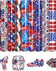 4Th of July American Flag HTV Vinyl - 10 Pcs 12Inches X10 Inches US Flag Patterned HTV Patriotic HTV Heat Transfer Vinyl Red White Blue HTV Iron on Vinyl Compatible with Cricut/Cameo