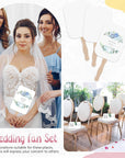 DIY Paper Fan Church Fans Handheld Set Fan Handle Craft Sticks Wavy Wooden Sticks with Blank White Cardstock Tape Wedding Fans for DIY Crafting Celebration Hand Held Fans