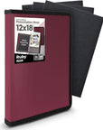 11X17 Art Portfolio Binder with Mounting Paper - (Ruby) Large Portfolio Folder for Artwork Displays 48 Pages, 11 X 17 Presentation Folder with Plastic Sleeves, Portfolio Binder Organizer