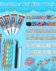 B7000 Jewelry Glue with Rhinestones for Crafts, 4500Pcs Rhinestones with Gems Adhesive for Shoes Cloth Fabric with Picker Pencil for Crafting Diamond Art Graduation Cap Decorations