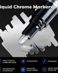 3Pcs Silver Liquid Mirror Chrome Markers, Permanent Reflective Liquid Chrome Paint Pens Set, High Gloss Art Car DIY Model Repair Markers Set for Plastic Metal Glass Ceramic - 0.7Mm,1Mm & 3Mm