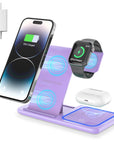 3 in 1 Wireless Charger, 18W Fast Charger Pad Stand Charging Station Dock for Iwatch Series SE 8/7/6/5/4/3 Airpods Pro/3/2 for Iphone 15/14/13/12 /11/Pro Max/12 Pro /XR (With QC3.0 Adapter)