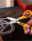 5" Serrated Edge Stainless Steel Scissors (SCS-1) - 5 Inch Multi-Purpose Heavy Duty Scissors W/ Sharp Blades & Comfort Grip for Home, Office, Fabric, Sewing, Kitchen, Industrial Materials