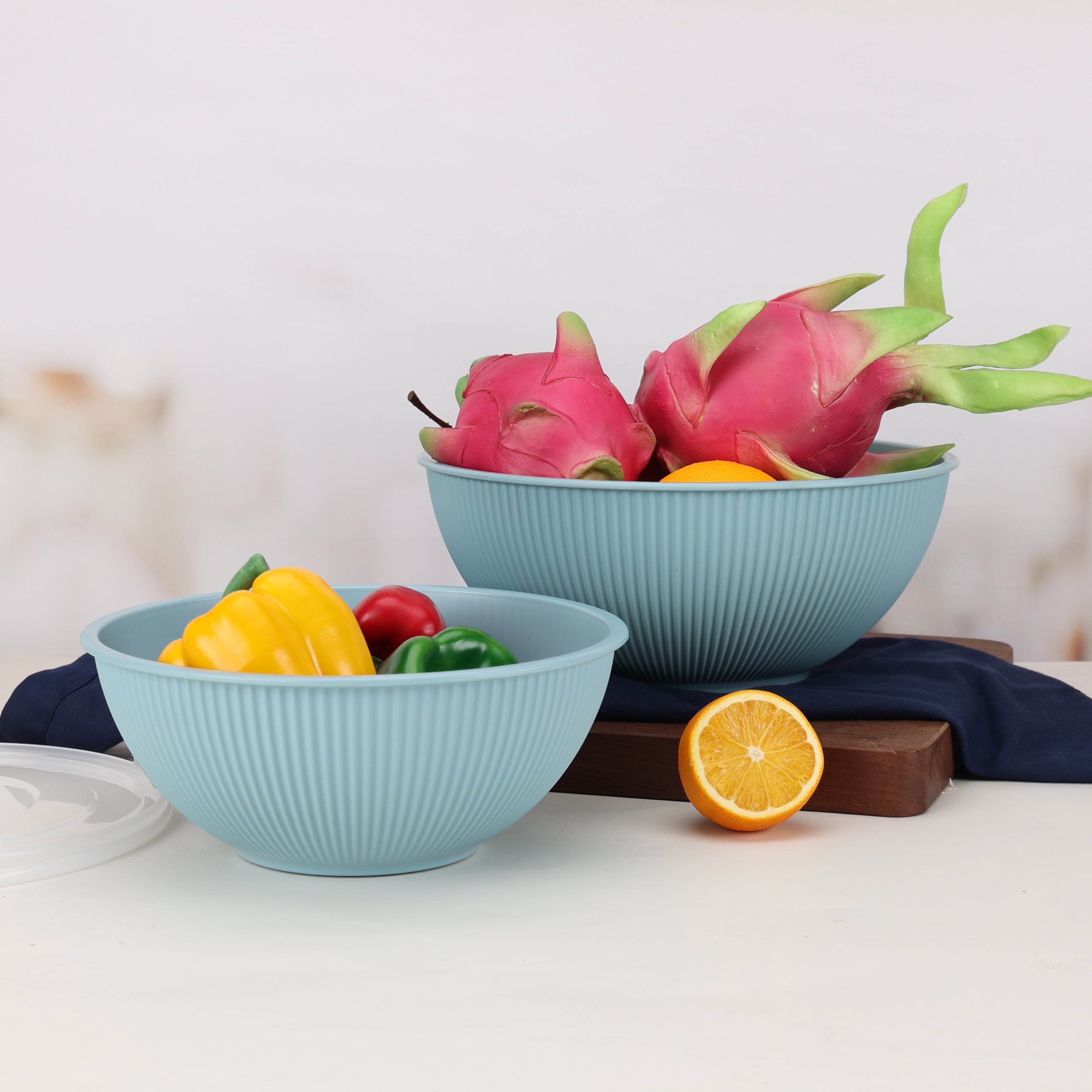 Mainstays - Blue 4-Piece Eco-Friendly Recycled Plastic Serve Bowl Set