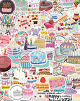 Happy Birthday Cake Stickers - 106 Pcs Pink Birthday Party Cake Stickers Waterproof Decals for Decoration Planner Phone Case Scrapbook Coffee Journals Decoration