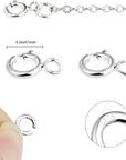 925 Sterling Silver Necklace Clasps - 5Mm Spring Clasps for Jewelry Making, Sterling Silver 4Mm Jump Rings, Jewelry Clasps and Closures, Suitable for Jewelry Making Necklace (Sterling Silver)