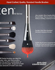 , Zen Series 83, Set of 5 Brushes, Standard Handle, Synthetic Filament, Natural Hair, Stiff Scrubber 2, 8, 14, Scrubber 6, 10, RZEN-SET835