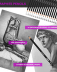70 Pcs Drawing Set Sketching Kit - Sketch Pencils Art Supplies for Adults Artists Kids with 3-Color Sketchbook,Graphite,Pastel,Charcoal Pencils,Blending Tools