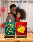 2 Pack Paint and Sip Canvas Painting Kit Pre Drawn Canvas for Painting for Adults Stretched Canvas Couples Games Date Night Lock Key Paint Party Anniversary Valentine'S Day (8X10)