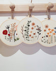 3 Pack Embroidery Starter Kit for Beginners Stamped Cross Stitch Kits with Cute Flowers and Plants Patterns with 1 Embroidery Hoop and Color Threads for Adults Kids
