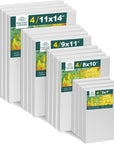 12 Pack Stretched Canvases for Painting with 11X14, 9 X12, 8X10, 5X7(3 of Each), Blank Primed Canvas for Oil, Acrylic & Others, Multi Size Set for Artist, Student and Beginners