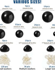 364PCS Safety Eyes,Crochet Eyes and Noses with Washers 6-18MM 10 Sizes Eyes for Amigurumi and Crocheting Animals DIY Crafts Stuffed Animal