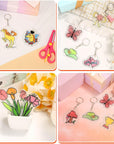 162 Shrinky Sheets Keychain Kit, Including 20 Sheets Shrinky Plastic Paper, Tassels, Keychain Clip, Split Key Rings, Key Rings with Chain, Jump Rings, Hole Punch for Creative
