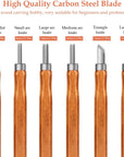 Wood Carving Tools Set, Wood Carving Hand Tools Kit with Hook Carving Knife Whittling Knife Detail Wood Carving Knife and 6Pcs SK2 Carbon Steel Wood Carving Knives for Woodwork