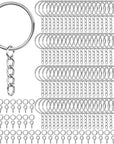 600Pcs Key Chain Rings,200Pcs 25Mm Keychain Rings with Chain and 200Pcs Jump Rings with 200Pcs Screw Eye Pins for Resin,Crafts and Keychains Making