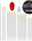 Premium Hand Sewing Needles Set,90-Count Assorted Embroidery Needles with Threaders,Thread Removal Knife, Thimble,Soft Tape Measure for Hand Sewing Repair