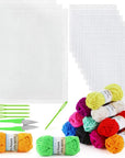 33 Pieces Mesh Plastic Canvas Sheets Kit Including 15 Pieces Clear Plastic Canvas, 12 Color Acrylic Yarn and Embroidery Tools for Embroidery Plastic Canvas Craft
