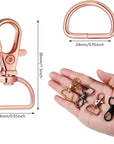 100 Pieces Swivel Clasp Snap Hooks and D Rings Bulk Key Chain Clip Hooks Hardware Lobster Claw Clasp for Keychain Making and Sewing Project