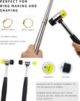 Ring Sizer Mandrel Measuring Tool Steel Ring Sizing Gauge Sizers Set Rubber Jeweler'S Mallet Hammer Metal Finger Size Stick Wire Wrap Rings Tools Jewelry Making Kit