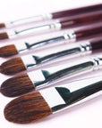 Red Sable Filbert Paint Brushes 6Pcs for Watercolor, Acrylic, Oil, Tempera and Gouache Painting