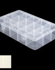 Large 15 Grid Clear Organizer Box Adjustable Dividers - Plastic Compartment Storage Container for Washi Tapes, Craft, Beads, Jewelry, Small Parts