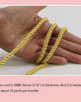 U Pick 10Yds 5Mm Decorative Twisted Satin Polyester Twine Cord Rope String Thread Shiny Cord Choker Thread (07:Yellow)