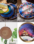 4 Pack Unfinished Large Wood Slices, 7-8 Inches round Wooden Circle with Tree Bark, Rustic Wood Slices for DIY Painting Crafts, Weddings Centerpieces Decor