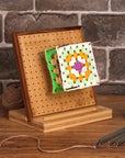 7.8" Crochet Blocking Board with 20 Pins/Pegs, Blocking Board for Crocheting Knitting, Bamboo Granny Square Blocking Boards for Crochet Projects, Wooden Crocheting Accessories Gifts for Crocheters