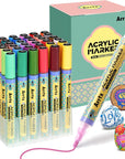 10-Piece Jumbo Acrylic Paint Markers, 15Mm Felt Tip, Waterproof, Odorless, Non-Toxic, Multi-Surface Art Supplies for Rock Painting, DIY Crafts Making