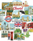 Bustling London Travel Stickers (28Pcs) - Gouache Style, English-Themed Vacation Decals for Journals, Scrapbooks, Luggage, Water Bottle