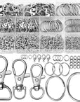360Pcs Keychain Kit Silver Metal Keychain Clips Hooks with Key Rings Lobster Claw Clasps Keychain Accessories for Lanyard Bracelets Making Crafts