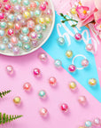 126 Pcs Shiny AB/UV Color Acrylic Faceted Beads 15Mm Beads 7 Colors Mixed Lots DIY Acrylic round Bubble Beads for Pen Jewelry Bracelet Making Gifts Beadable Pens Beads(Colorful)