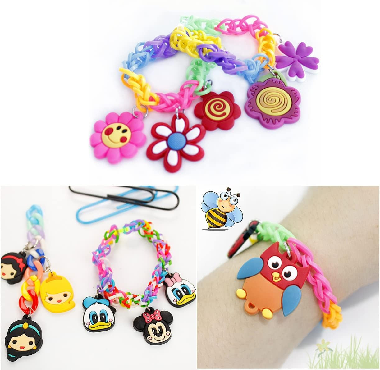 Rubber Loom Band Silicone Charm, Bracelet Charms,Loom Rubber Bands Charms,Bracelet Pendant, (100Pcs)