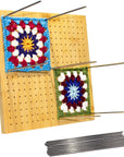 9 Inchs Crochet Blocking Board with 20 Pins, Handcrafted Knitting Blocking Mat for Knitting Crochet, Full Kit with 20 Stainless Steel Rod Pins, Gifts for Grandmothers, Mothers
