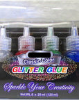 BAZIC 6 Color Glitter Glue Set 20 Milliliter Bottles - Classic Colors - Green, Gold, Red, Silver, Blue, and Purple