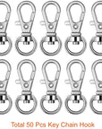 100 Pcs Metal Swivel Lanyard Snap Hook with Key Rings (Silver)