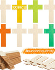 100 Pack Blank Wooden Cross Unfinished Cross Shaped Wood Cutouts for Crafts Wood Cross for DIY Projects Sunday School Church Home Decoration Ornaments, 11 X 7 Cm/ 4.3 X 2.8 Inches