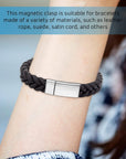 8 Pieces 10X3 Mm Flat Leather Magnetic Clasps Bracelet Jewelry Making Magnetic Clasps Silver Bracelet Metal Clasp and Closures DIY Magnetic Locking for Jewelry Bracelet Craft Making Supplies