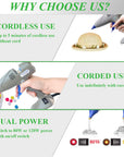 Full Size Hot Glue Gun, 120W&80W Glue Guns Dual Temp Large Industry Glue Gun, Corded Detachable Cord Use Stand-Up Base Anti-Drip Hot Melt Glue Gun with 12 Glue Sticks for Art DIY Craft Repair