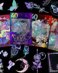 Holographic Glitter Stickers Set -160 Pcs with 4 Themes - Transparent Resin Stickers, Butterfly, Flower, Mushroom, Frame Lace Vintage Scrapbook Stickers Pack - for Laptop Phone Case Water Bottles