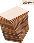 100 Pieces 2 X 3 Inches Unfinished Wood Pieces Rectangle Blank Sharp Corners Wooden Sheets for DIY Arts Craft Project